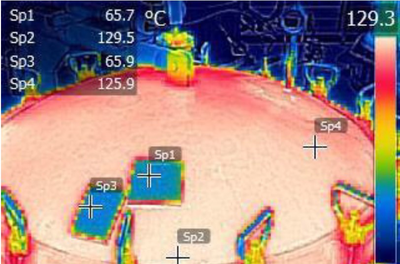 Masurarea variatiei temperaturii in 2 zone acoperite cu petice din material izolator